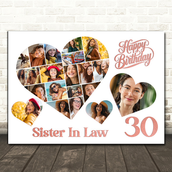 Photo Collage 30th Birthday Gift For Sister-In-Law 20-Photo s Print Or Canvas