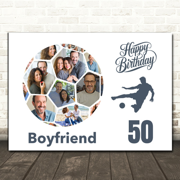 Photo Collage Print Or Canvas 50th Birthday Gift For Boyfriend 14-Photo Football