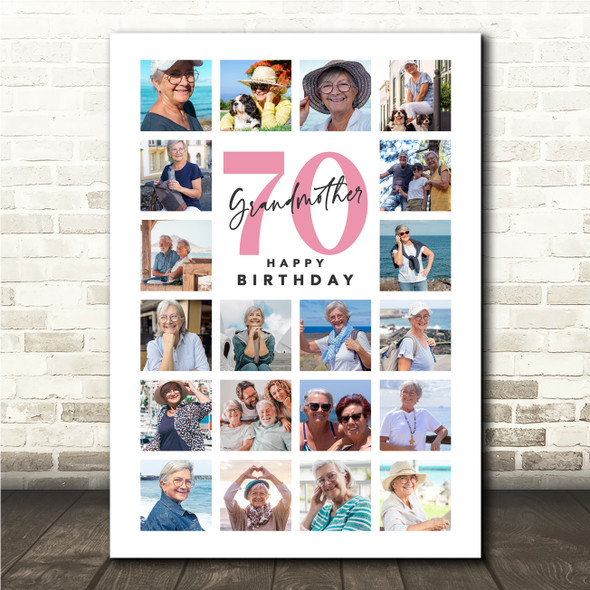 Photo Collage Print Or Canvas 70th Birthday Custom Gift For Grandmother 20-Photo