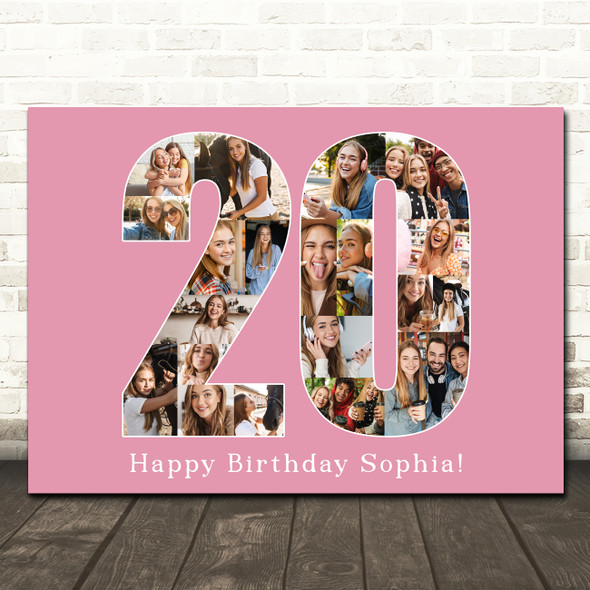 Photo Collage Print Or Canvas 20th Birthday Custom Gift For Her 20-Photo 20 Pink Photo Collage Print Or Canvas 20th Birthday Custom Gift For Her 20-Photo 20 Pink