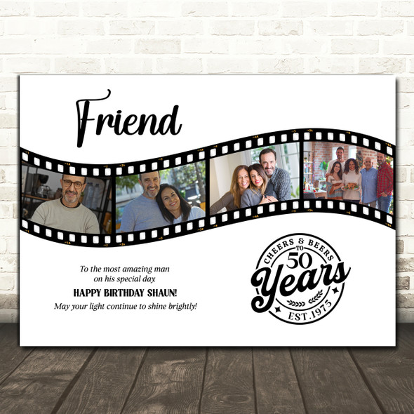 Photo Collage Print Or Canvas 50th Birthday Gift For Friend 4-Photo Camera Film Photo Collage Print Or Canvas 50th Birthday Gift For Friend 4-Photo Camera Film