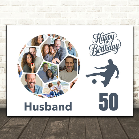 Photo Collage Print Or Canvas 50th Birthday Gift For Husband 14-Photo Football