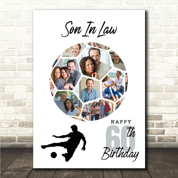 Photo Collage Print Canvas 60th Birthday Gift For Son-In-Law 14-Photo Football