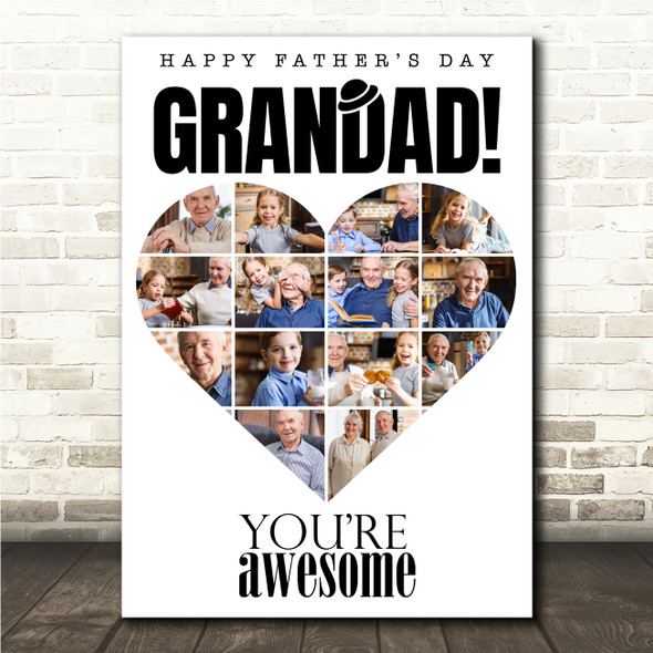 Photo Collage Gift For Grandad Father's Day 14-Photo Dad You're Awesome Print