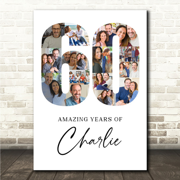 Photo Collage Print Or Canvas 60th Birthday 18-Photo Birthday Gift For Him 60