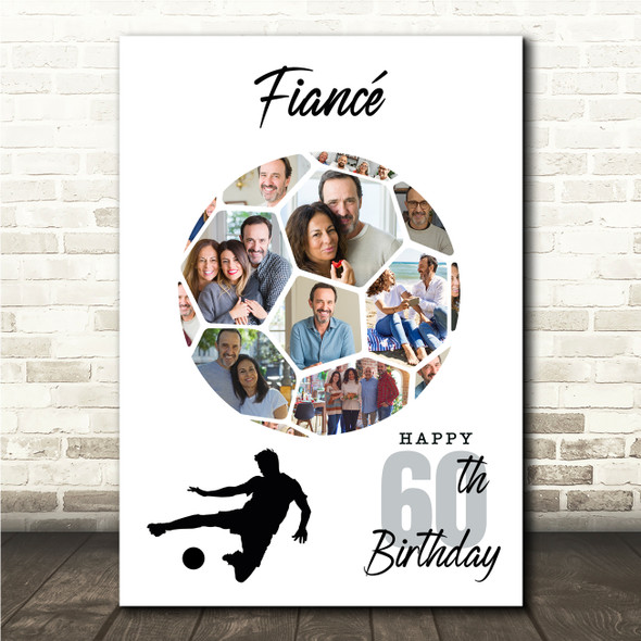 Photo Collage Print Or Canvas 60th Birthday Gift For Fiancé 14-Photo Football