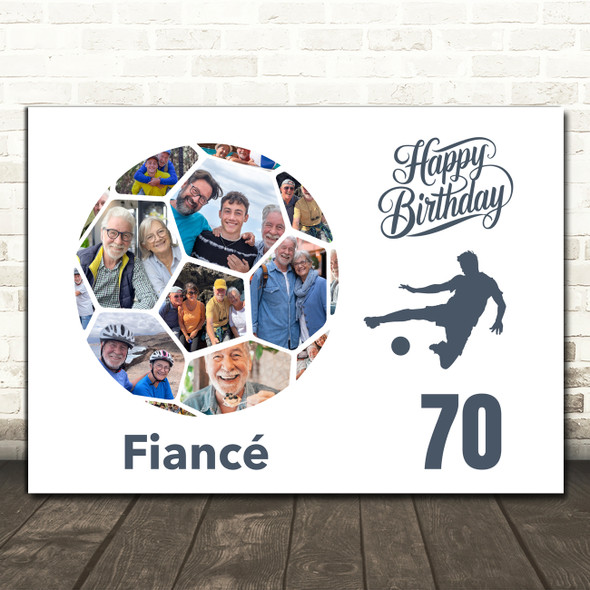 Photo Collage Print Or Canvas 70th Birthday Gift For Fiancé 14-Photo Football