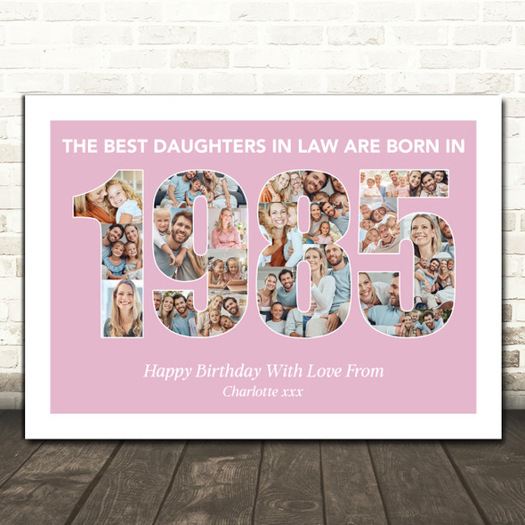 Photo Collage Pink Birthday Gift For Daughter-In-Law 22-Photo Year 1985 Print