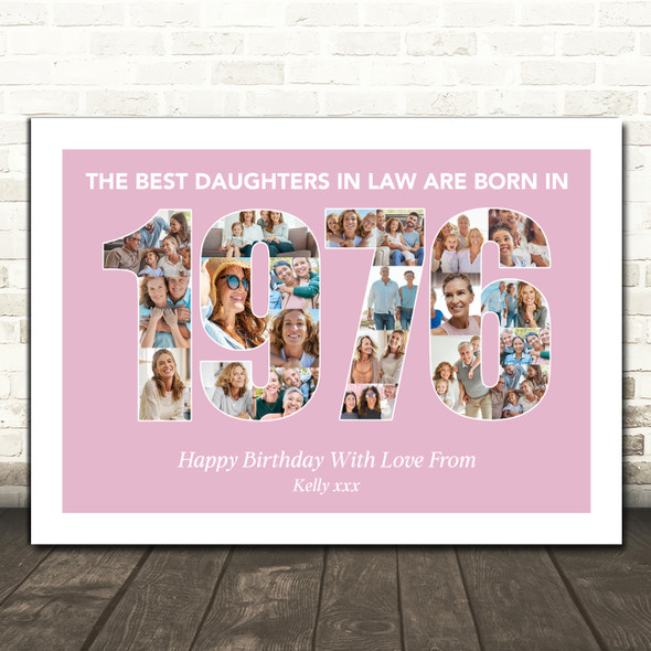 Photo Collage Pink Birthday Gift For Daughter-In-Law 23-Photo Year 1976 Print