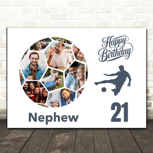 Photo Collage Print Or Canvas 21st Birthday Gift For Nephew 14-Photo Football