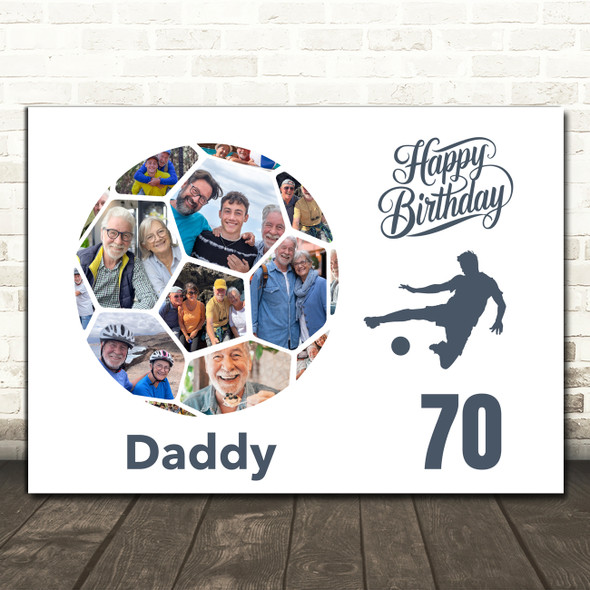 Photo Collage Print Or Canvas 70th Birthday Gift For Daddy 14-Photo Football