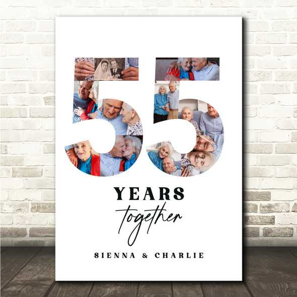 Photo Collage 55th Wedding Anniversary Gift 10-Photo 55 Years Together Print
