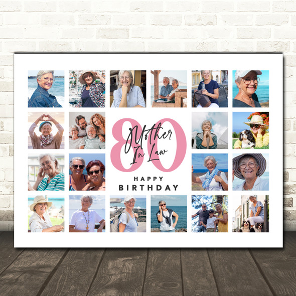 Photo Collage Print Or Canvas 80th Birthday Gift For Mother-In-Law 20-Photo Photo Collage Print Or Canvas 80th Birthday Gift For Mother-In-Law 20-Photo