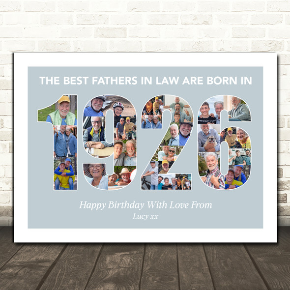 Photo Collage Blue Birthday Gift For Father-In-Law 27-Photo Year 1926 Print