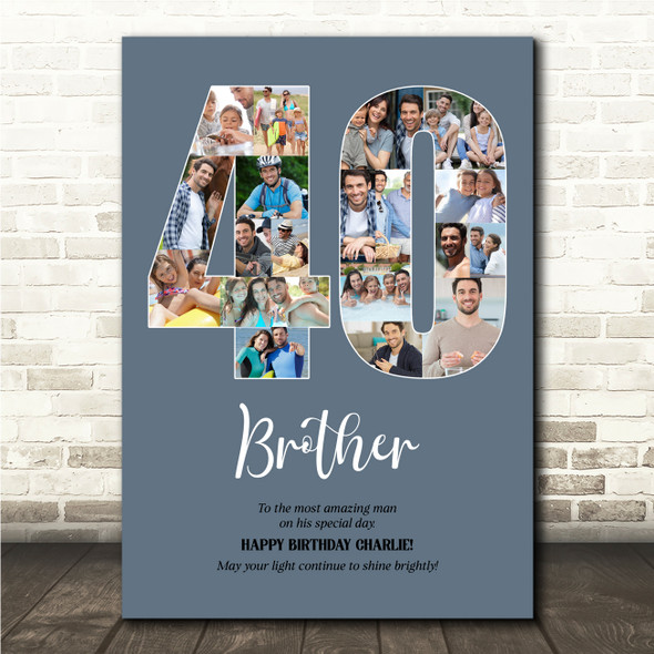 Photo Collage Print Or Canvas 40th Birthday 19-Photo Birthday Gift For Him