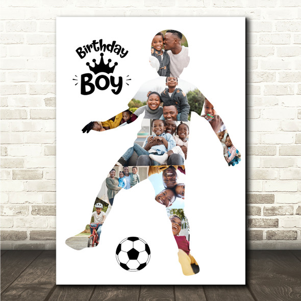 Photo Collage Kids Boys Birthday Gift 10-Photo Boy Playing Football Print Canvas