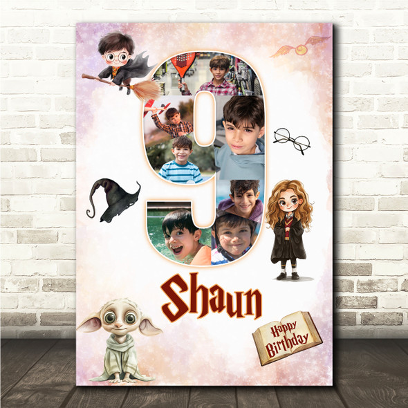Photo Collage 7-Photo 9th Birthday Gift For Kids Boys Harry Potter Print Canvas