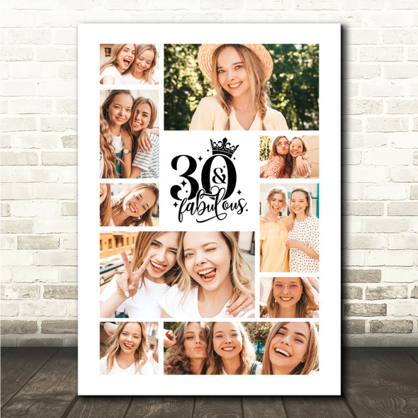 Photo Collage 30th Birthday Gift For Anyone 10-Photo 30th Birthday Print Canvas