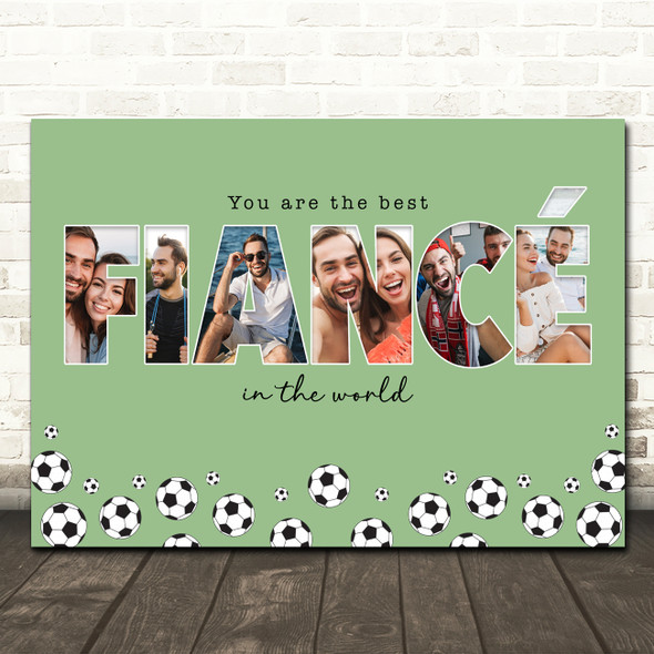 Photo Collage Green Football 6-Photo Any Occasion Gift For Fiancée Print Canvas