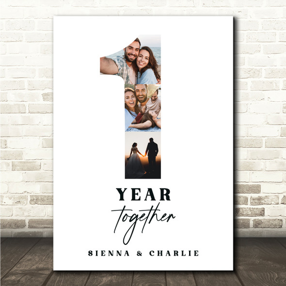 Photo Collage 1st Wedding Anniversary Gift 4-Photo 1 Year Together Print Canvas
