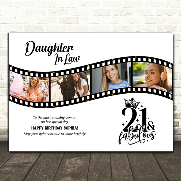 Photo Collage 21st Birthday Gift For Daughter-In-Law 4-Photo Film Print Canvas