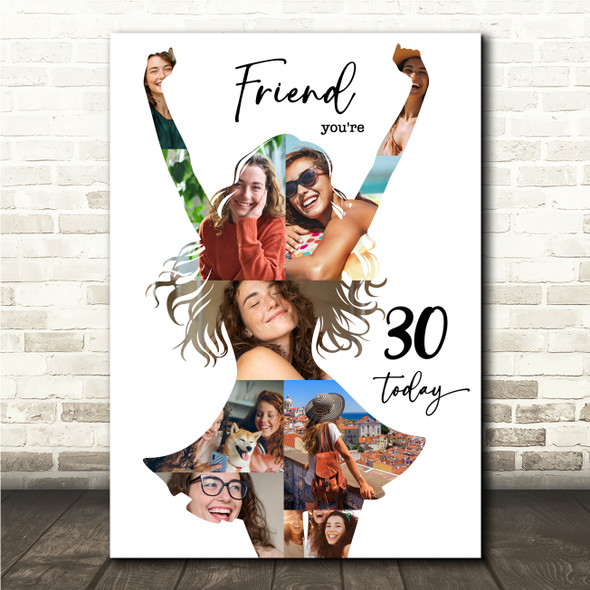 Photo Collage 30th Birthday Custom Gift For Friend 9-Photo Women Print Or Canvas