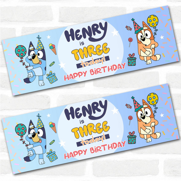 Personalised Party Banner For Kids Birthday Boys Bluey Any Age
