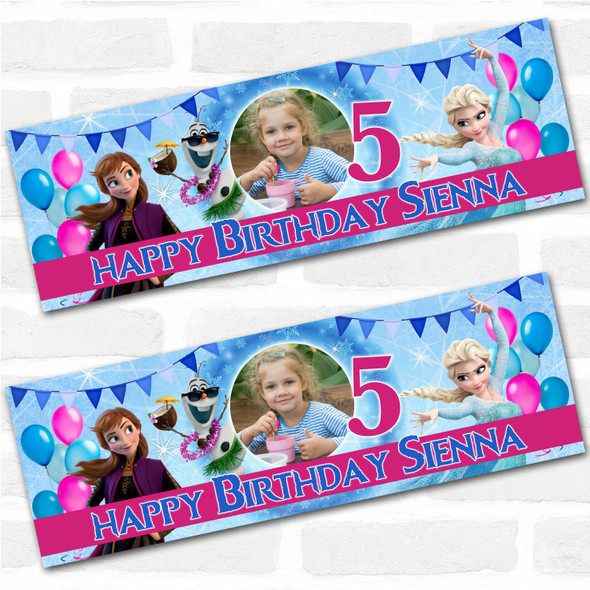 Personalised Party Banner For Kids Birthday Girls Any Age Frozen With Photo