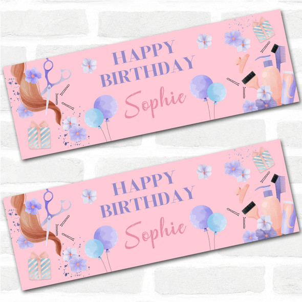 Personalised Party Banner For Birthday Female Hairdressing Beauty Purple