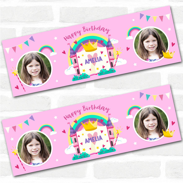 Personalised Party Banner For Birthday With Photo Girls Princess Pink Kids