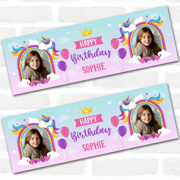 Personalised Party Banner For Birthday With Photo Girls Unicorn Kids