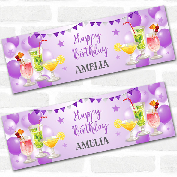 Personalised Party Banner For Birthday Female Cocktails Purple