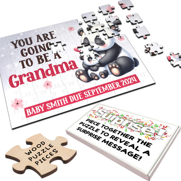 FREE WITH ORDERS OVER £30! - For Grandma Pregnancy Baby Announcement Gift Panda Custom Wood Jigsaw Puzzle FREE WITH ORDERS OVER £30! - For Grandma Pregnancy Baby Announcement Gift Panda Custom Wood Jigsaw Puzzle