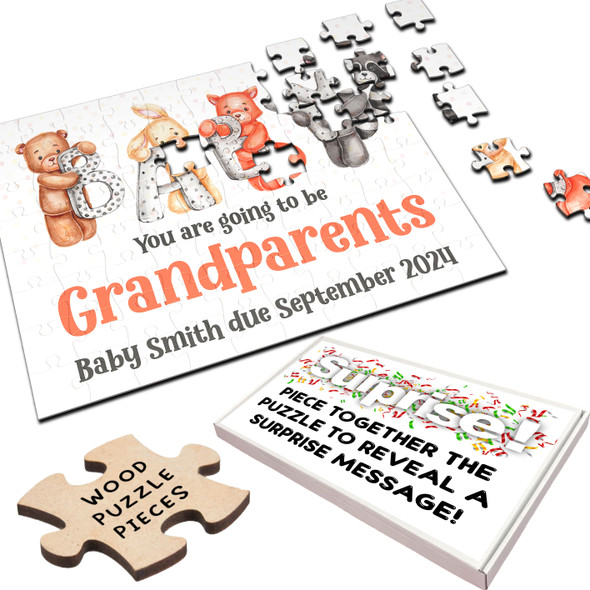 FREE WITH ORDERS OVER £30! - For Grandparents Pregnancy Baby Announcement Gift Animals Custom Jigsaw Puzzle FREE WITH ORDERS OVER £30! - For Grandparents Pregnancy Baby Announcement Gift Animals Custom Jigsaw Puzzle
