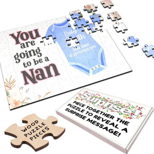 FREE WITH ORDERS OVER £30! - For Nan Blue Pregnancy Announcement Gift Custom Personalised Wood Jigsaw Puzzle FREE WITH ORDERS OVER £30! - For Nan Blue Pregnancy Announcement Gift Custom Personalised Wood Jigsaw Puzzle