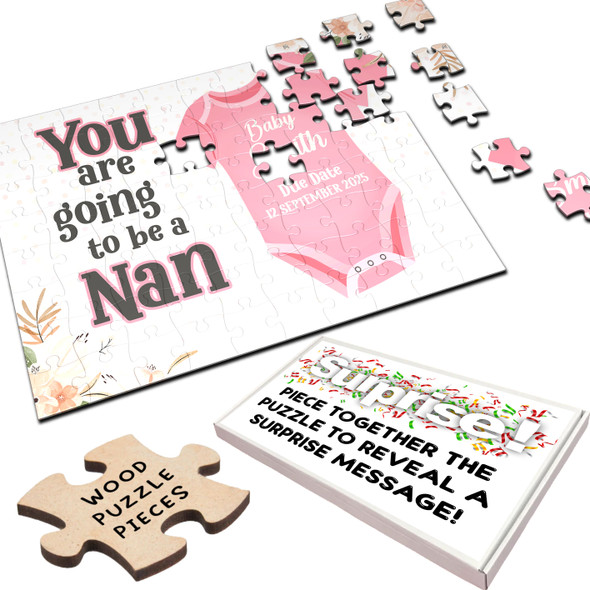 FREE WITH ORDERS OVER £30! - For Nan Pregnancy Announcement Gift Body Suit Personalised Wooden Jigsaw Puzzle FREE WITH ORDERS OVER £30! - For Nan Pregnancy Announcement Gift Body Suit Personalised Wooden Jigsaw Puzzle