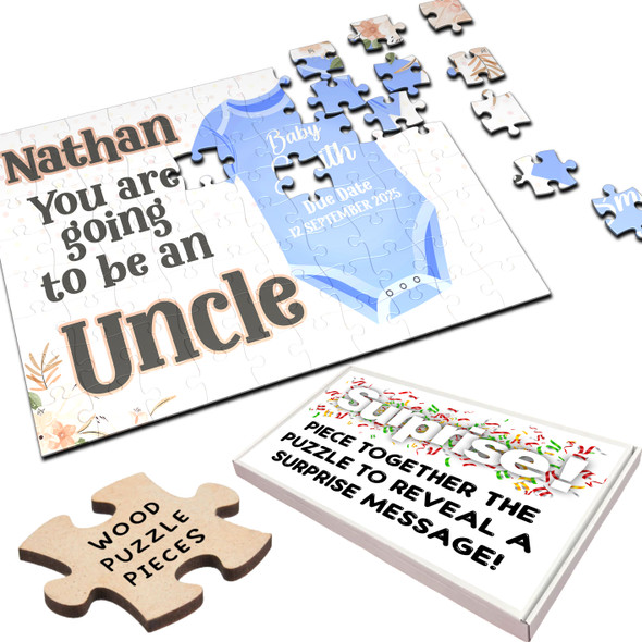 FREE WITH ORDERS OVER £30! - For Uncle Blue Pregnancy Announcement Gift Personalised Wood Jigsaw Puzzle FREE WITH ORDERS OVER £30! - For Uncle Blue Pregnancy Announcement Gift Personalised Wood Jigsaw Puzzle