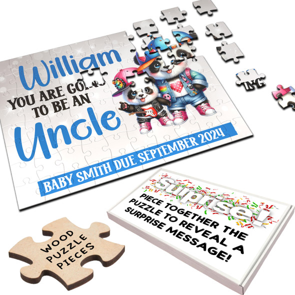 FREE WITH ORDERS OVER £30! - For Uncle Pregnancy Announcement Gift Pandas Personalised Wooden Jigsaw Puzzle FREE WITH ORDERS OVER £30! - For Uncle Pregnancy Announcement Gift Pandas Personalised Wooden Jigsaw Puzzle