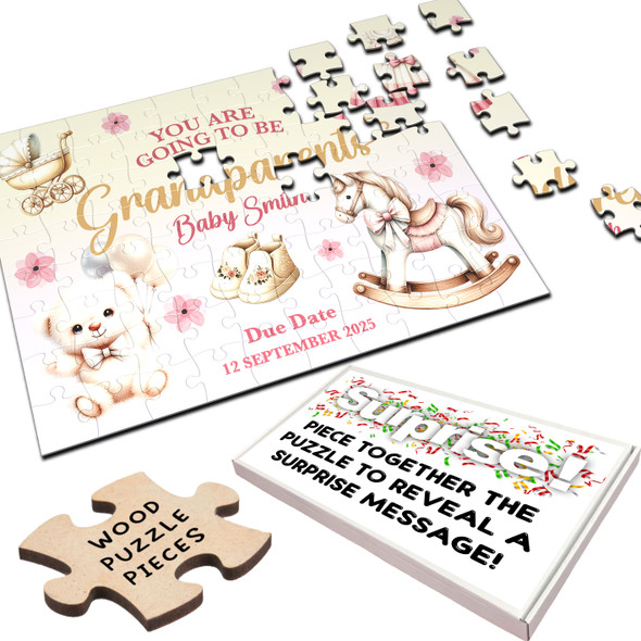 FREE WITH ORDERS OVER £30! - Grandparents Baby Pregnancy Announcement Gift Girl Custom Wood Jigsaw Puzzle FREE WITH ORDERS OVER £30! - Grandparents Baby Pregnancy Announcement Gift Girl Custom Wood Jigsaw Puzzle