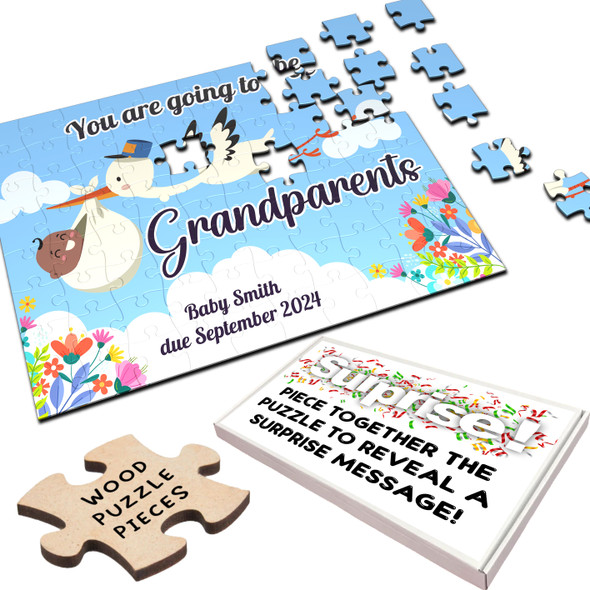 FREE WITH ORDERS OVER £30! - Grandparents Dark Skin Baby Pregnancy Announcement Gift Custom Jigsaw Puzzle FREE WITH ORDERS OVER £30! - Grandparents Dark Skin Baby Pregnancy Announcement Gift Custom Jigsaw Puzzle
