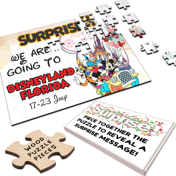 FREE WITH ORDERS OVER £30! - Surprise Disneyland Florida Trip Gift Custom Personalised Wooden Jigsaw Puzzle
