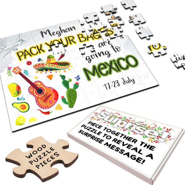 FREE WITH ORDERS OVER £30! - Surprise Holiday Announcement Gift Going To Mexico Custom Wood Jigsaw Puzzle