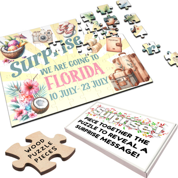 FREE WITH ORDERS OVER £30! - Surprise Holiday Gift Any Destination Travel Personalised Wooden Jigsaw Puzzle