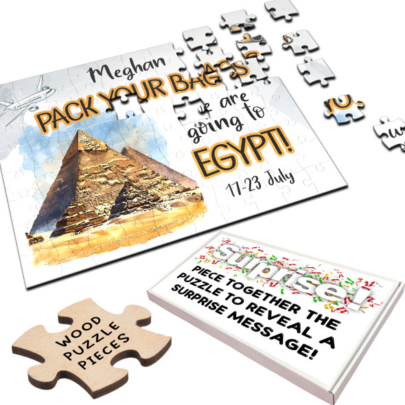 FREE WITH ORDERS OVER £30! - Surprise Holiday Gift Going To Egypt Custom Personalised Wooden Jigsaw Puzzle