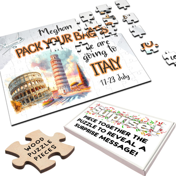 FREE WITH ORDERS OVER £30! - Surprise Holiday Gift Going To Italy Custom Personalised Wooden Jigsaw Puzzle