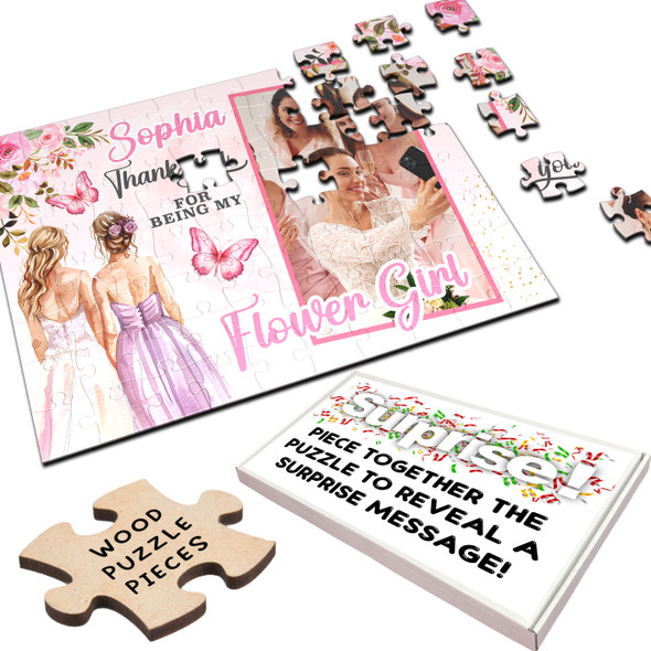 FREE WITH ORDERS OVER £30! - Thank You Gift For Flower Girl Photo Custom Personalised Wooden Jigsaw Puzzle