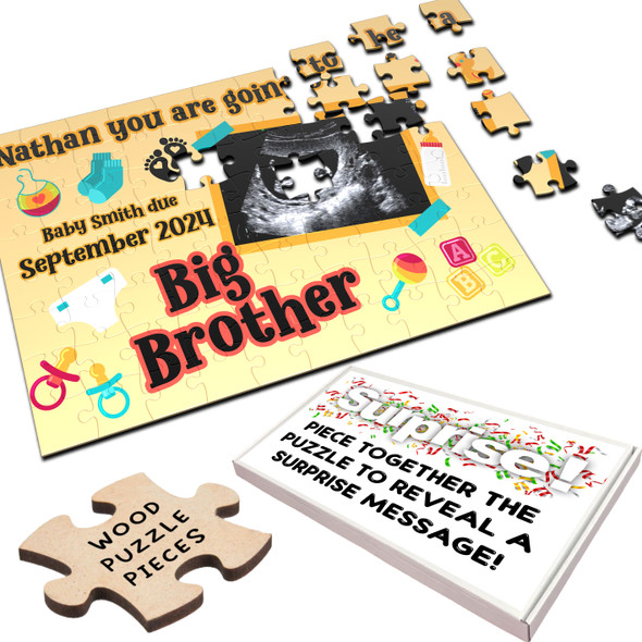 FREE WITH ORDERS OVER £30! - Big Brother Pregnancy Announcement Gift Baby Scan Photo Custom Jigsaw Puzzle