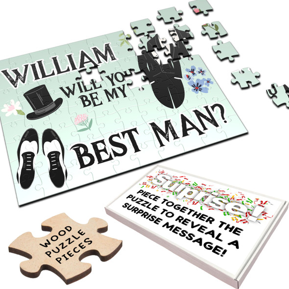 FREE WITH ORDERS OVER £30! - Will You Be My Best Man At Wedding Gift Announcement Custom Wood Jigsaw Puzzle