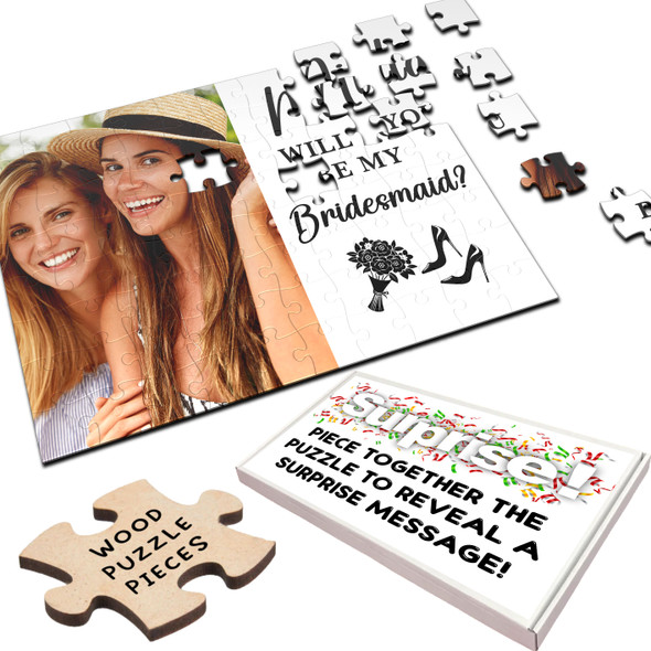 FREE WITH ORDERS OVER £30! - Will You Be My Bridesmaid Photo Gift Custom Personalised Wooden Jigsaw Puzzle