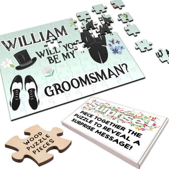FREE WITH ORDERS OVER £30! - Will You Be My Groomsman At Wedding Gift Announcement Custom Wood Jigsaw Puzzle